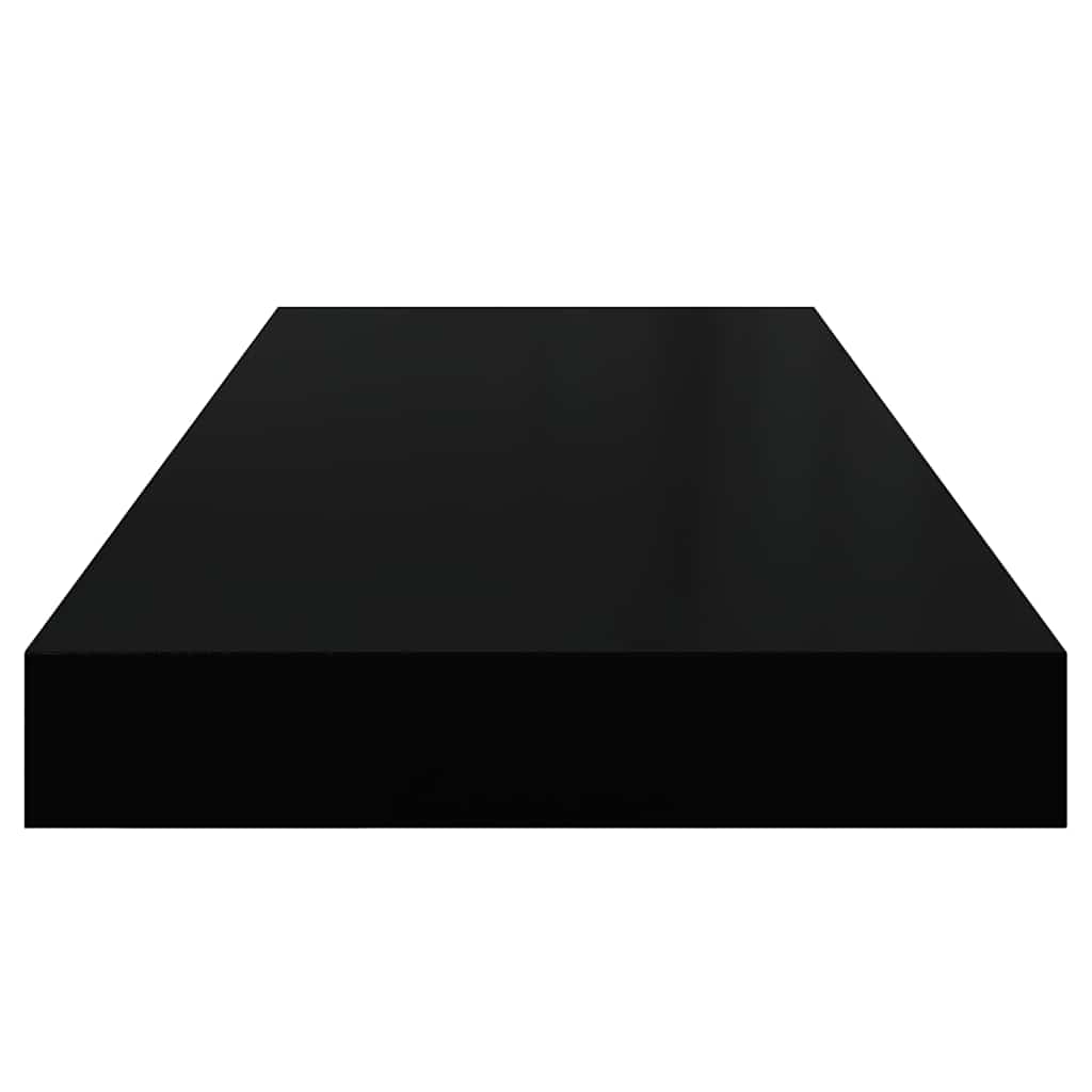 4 db magasfényű fekete MDF lebegő fali polc 60 x 23,5 x 3,8 cm 8