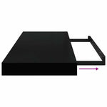 4 db magasfényű fekete MDF lebegő fali polc 60 x 23,5 x 3,8 cm 11