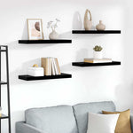 4 db magasfényű fekete MDF lebegő fali polc 60 x 23,5 x 3,8 cm
