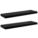 2 db magasfényű fekete MDF lebegő fali polc 80 x 23,5 x 3,8 cm 2