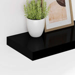 2 db magasfényű fekete MDF lebegő fali polc 80 x 23,5 x 3,8 cm 4
