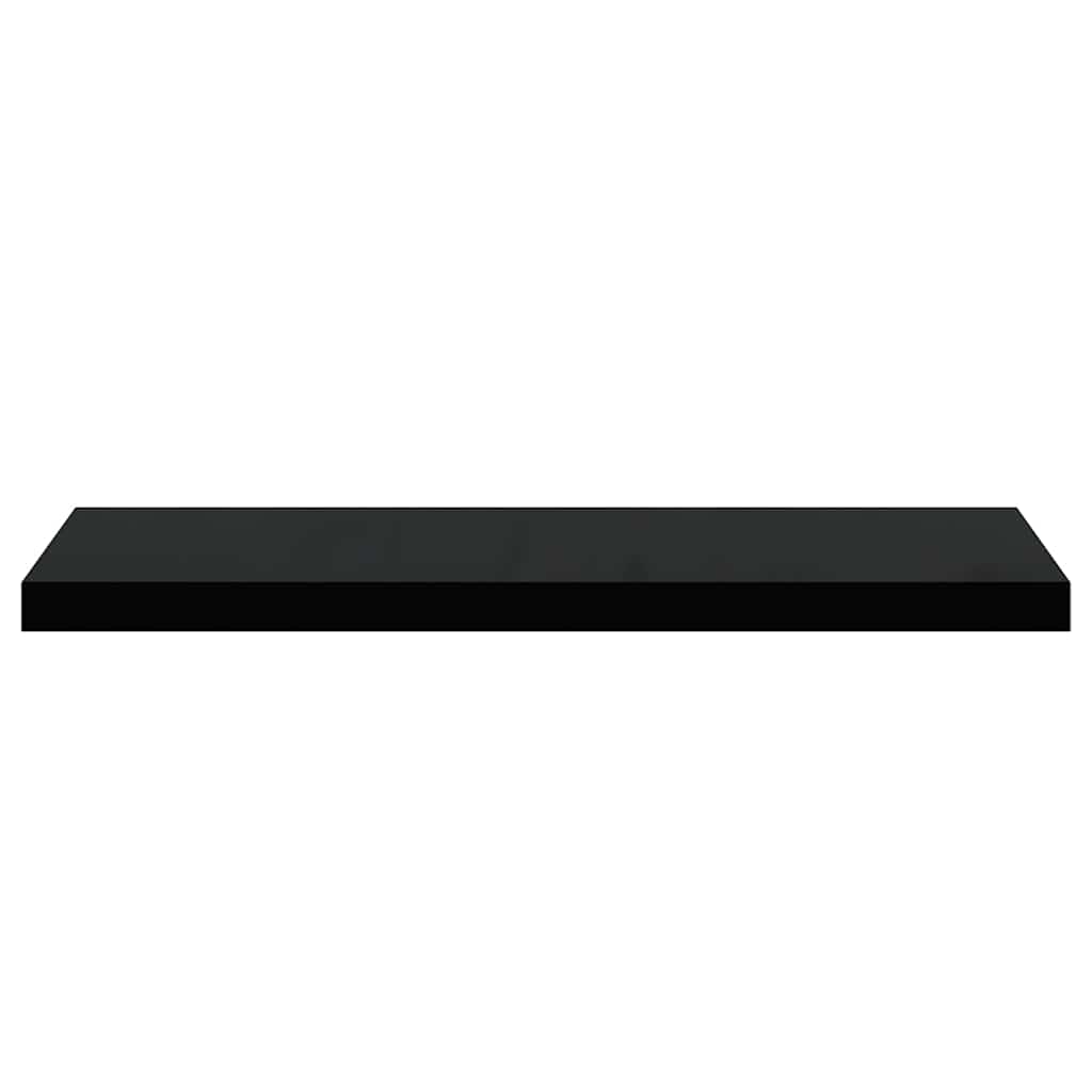 2 db magasfényű fekete MDF lebegő fali polc 80 x 23,5 x 3,8 cm 6
