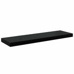 2 db magasfényű fekete MDF lebegő fali polc 80 x 23,5 x 3,8 cm 7