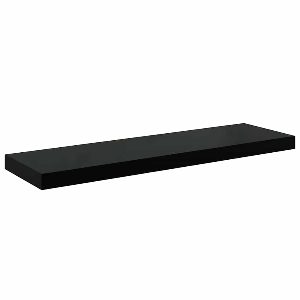 2 db magasfényű fekete MDF lebegő fali polc 80 x 23,5 x 3,8 cm 7