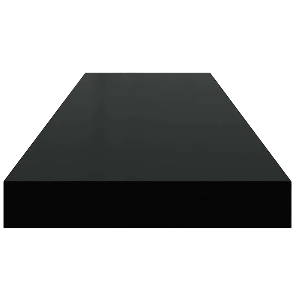 2 db magasfényű fekete MDF lebegő fali polc 80 x 23,5 x 3,8 cm 8