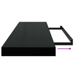 2 db magasfényű fekete MDF lebegő fali polc 80 x 23,5 x 3,8 cm 11