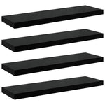 4 db magasfényű fekete MDF fali polc 90 x 23,5 x 3,8 cm 2