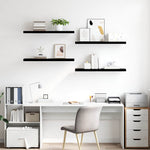 4 db magasfényű fekete MDF fali polc 90 x 23,5 x 3,8 cm 3