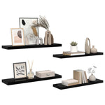 4 db magasfényű fekete MDF fali polc 90 x 23,5 x 3,8 cm 5
