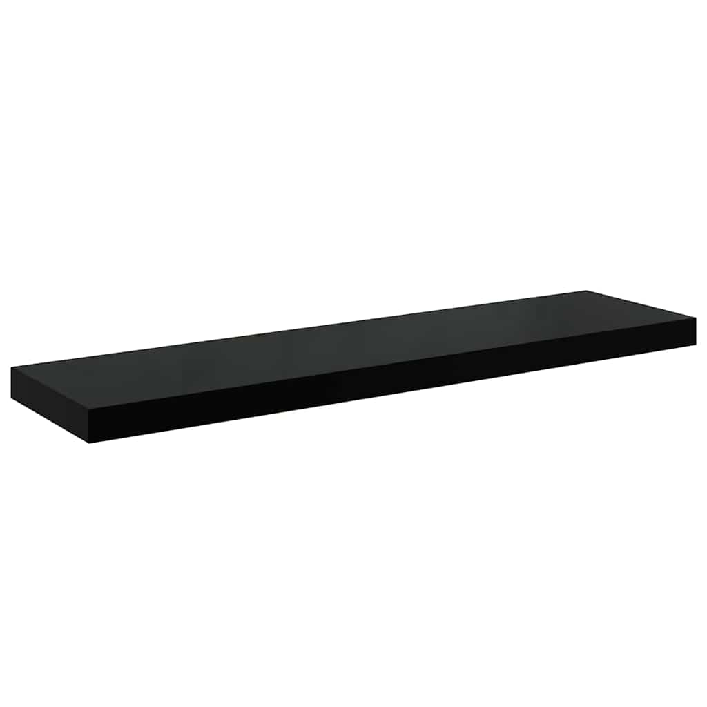 4 db magasfényű fekete MDF fali polc 90 x 23,5 x 3,8 cm 6