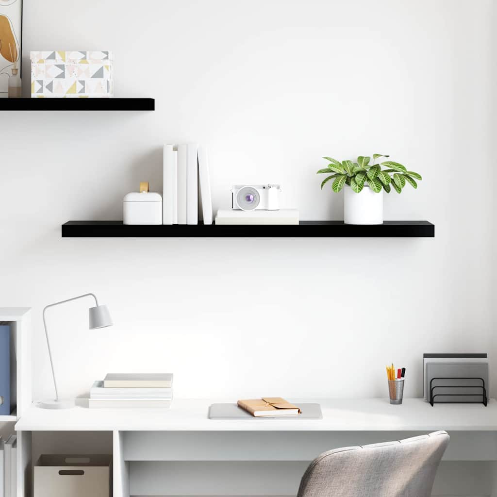 Magasfényű fekete MDF lebegő fali polc 120 x 23,5 x 3,8 cm 3