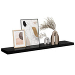 Magasfényű fekete MDF lebegő fali polc 120 x 23,5 x 3,8 cm 5