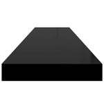 Magasfényű fekete MDF lebegő fali polc 120 x 23,5 x 3,8 cm 7