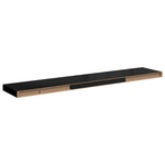 Magasfényű fekete MDF lebegő fali polc 120 x 23,5 x 3,8 cm 8