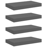 4 db magasfényű szürke MDF lebegő fali polc 40 x 23,5 x 3,8 cm 2
