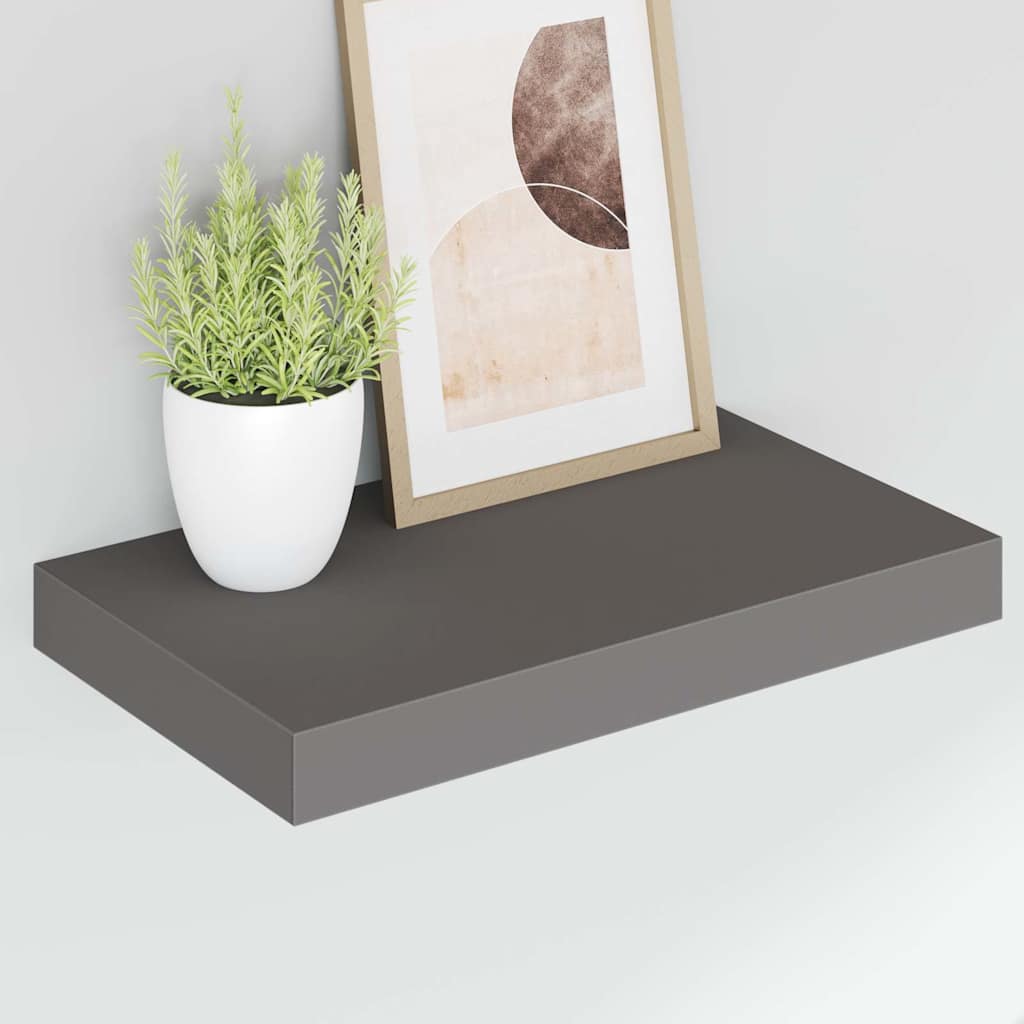 4 db magasfényű szürke MDF lebegő fali polc 40 x 23,5 x 3,8 cm 4