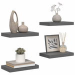 4 db magasfényű szürke MDF lebegő fali polc 40 x 23,5 x 3,8 cm 5