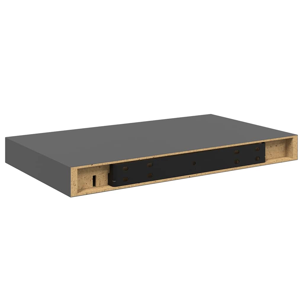 4 db magasfényű szürke MDF lebegő fali polc 40 x 23,5 x 3,8 cm 9
