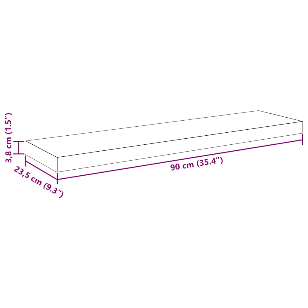 Magasfényű szürke MDF fali polc 90 x 23,5 x 3,8 cm 14