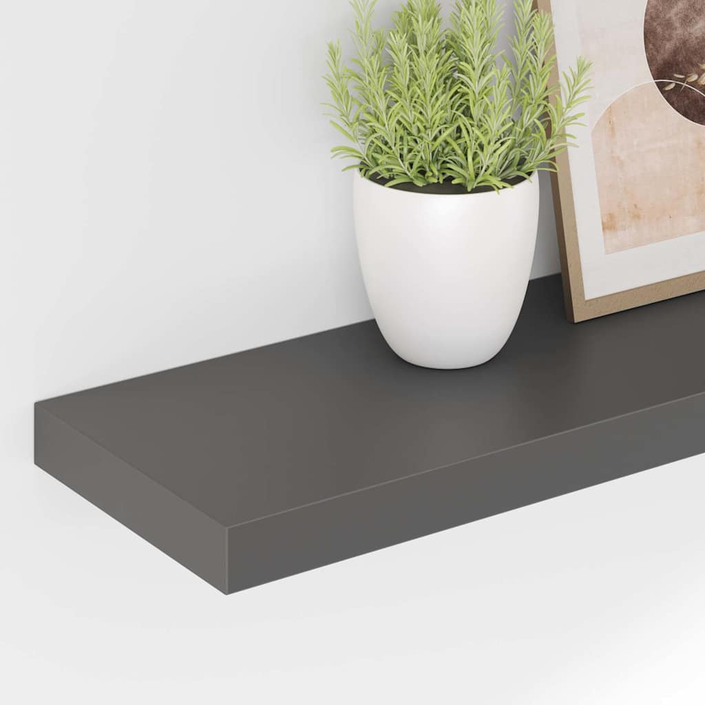 Magasfényű szürke MDF fali polc 90 x 23,5 x 3,8 cm 4