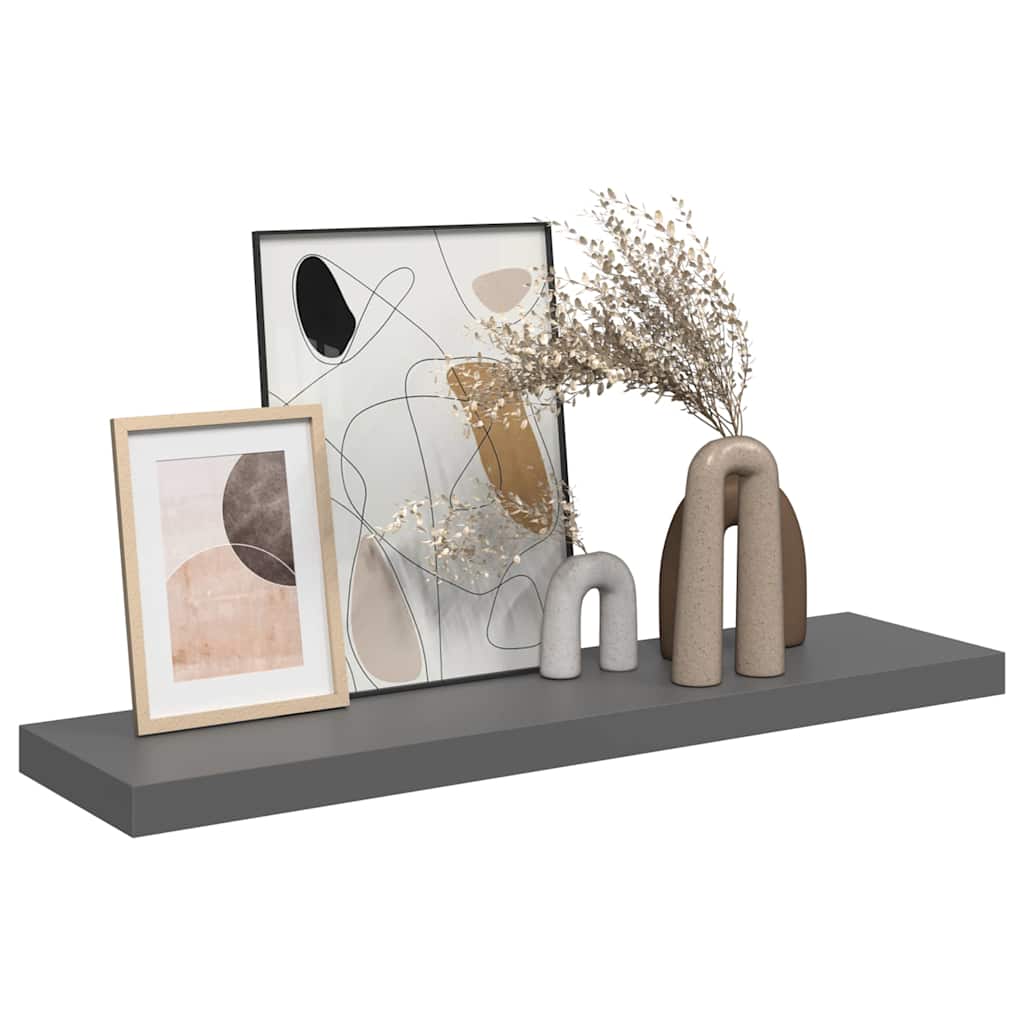 Magasfényű szürke MDF fali polc 90 x 23,5 x 3,8 cm 5