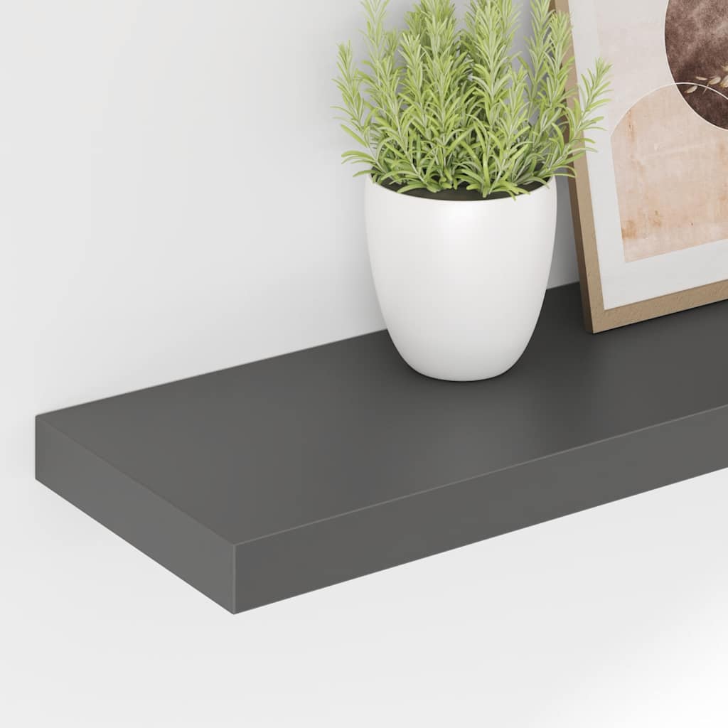 Magasfényű szürke MDF lebegő fali polc 120 x 23,5 x 3,8 cm 4