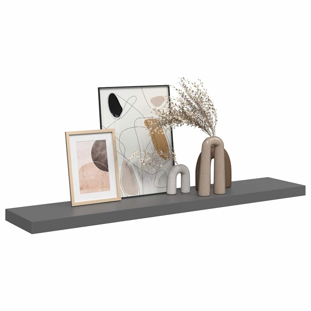 Magasfényű szürke MDF lebegő fali polc 120 x 23,5 x 3,8 cm 5