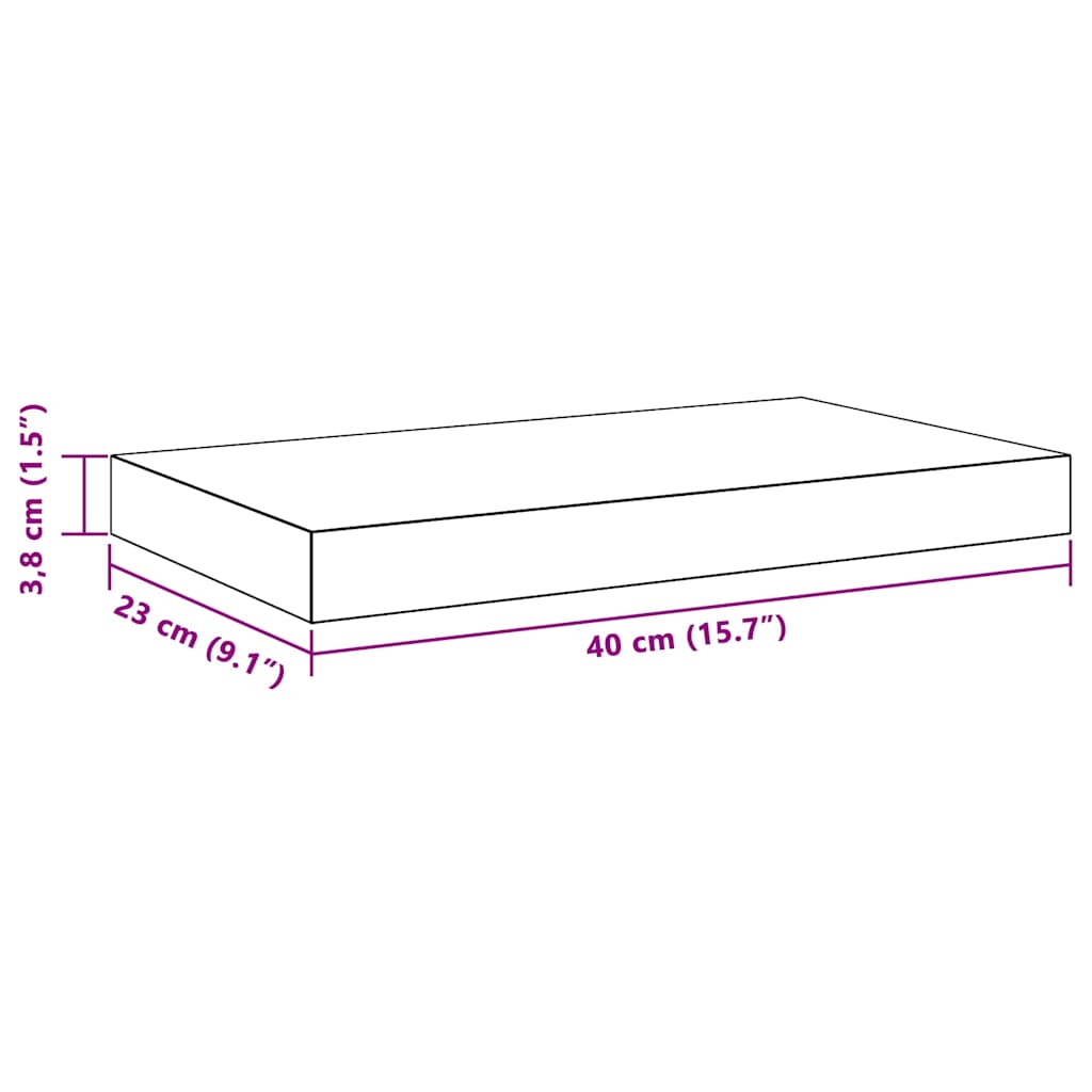 2 db fehér MDF lebegő fali polc 40 x 23,5 x 3,8 cm 15
