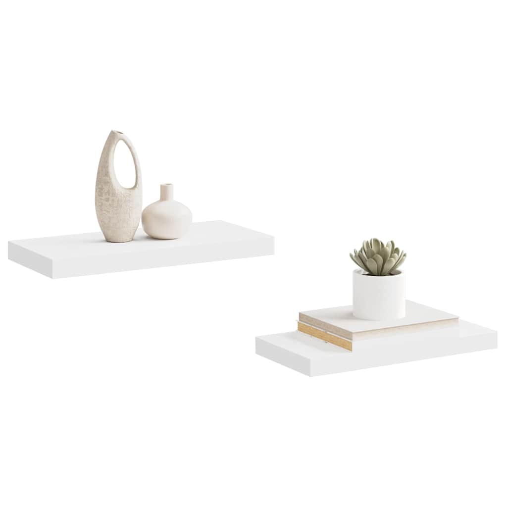 2 db fehér MDF lebegő fali polc 50 x 23,5 x 3,8 cm 5