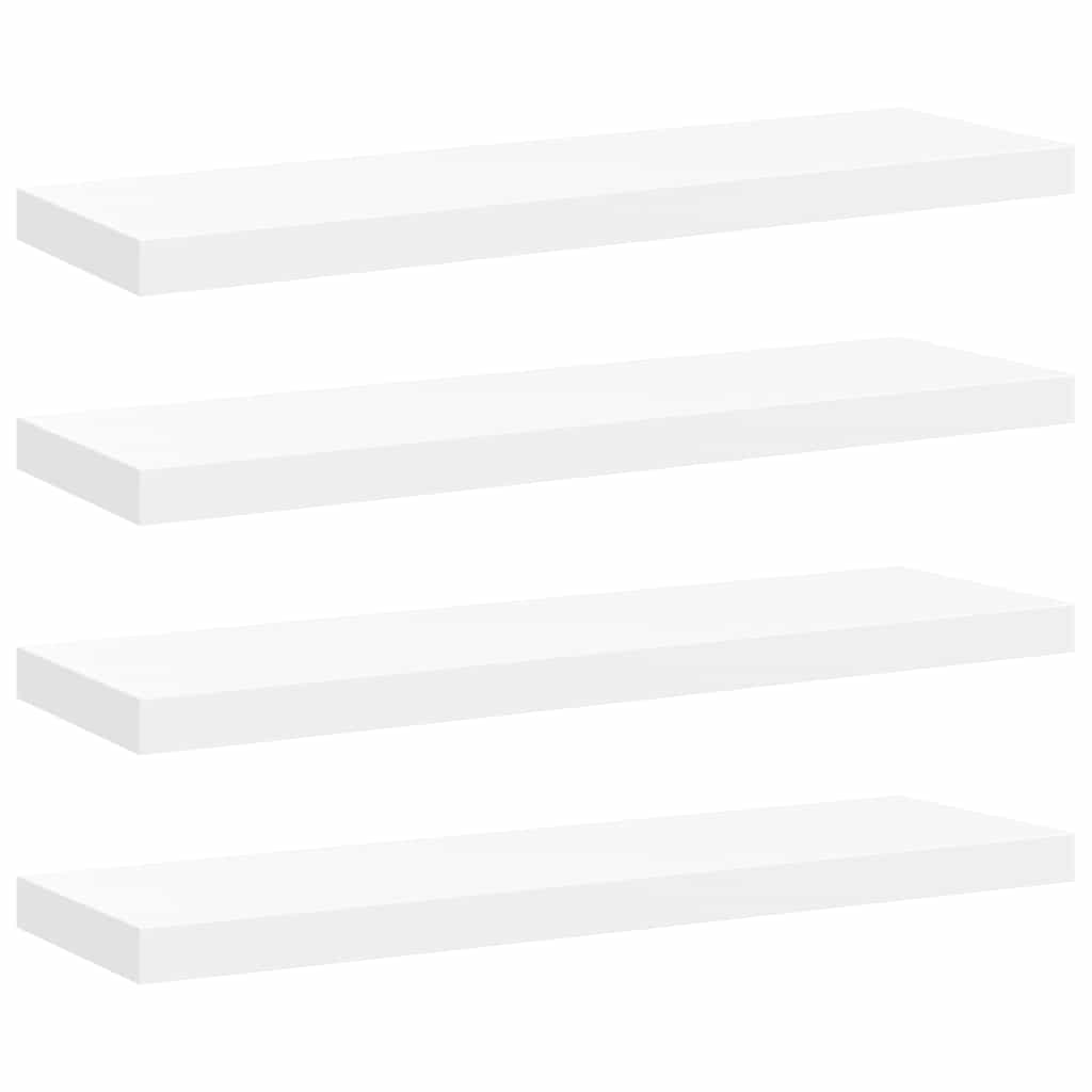 4 db fehér MDF lebegő fali polc 80 x 23,5 x 3,8 cm 2