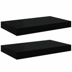 2 db fekete MDF lebegő fali polc 40 x 23,5 x 3,8 cm 2