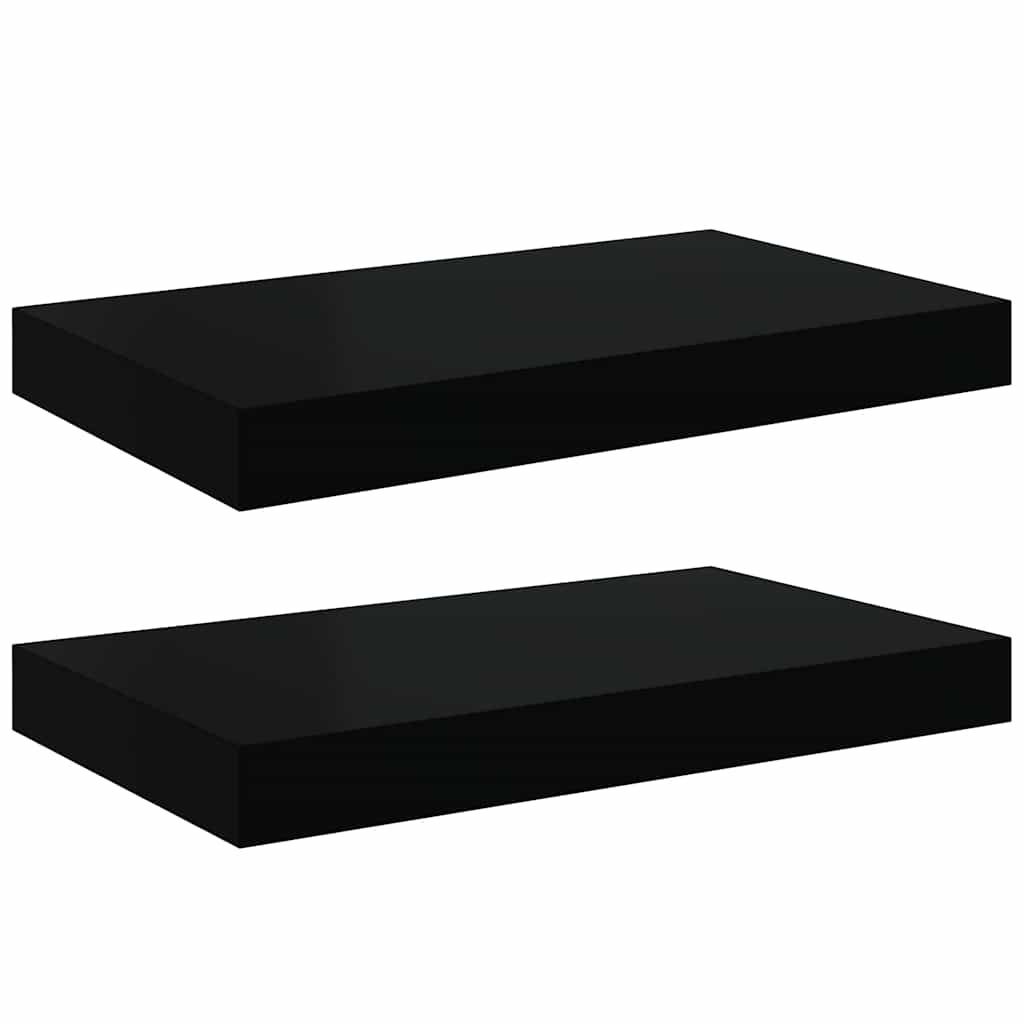 2 db fekete MDF lebegő fali polc 40 x 23,5 x 3,8 cm 2