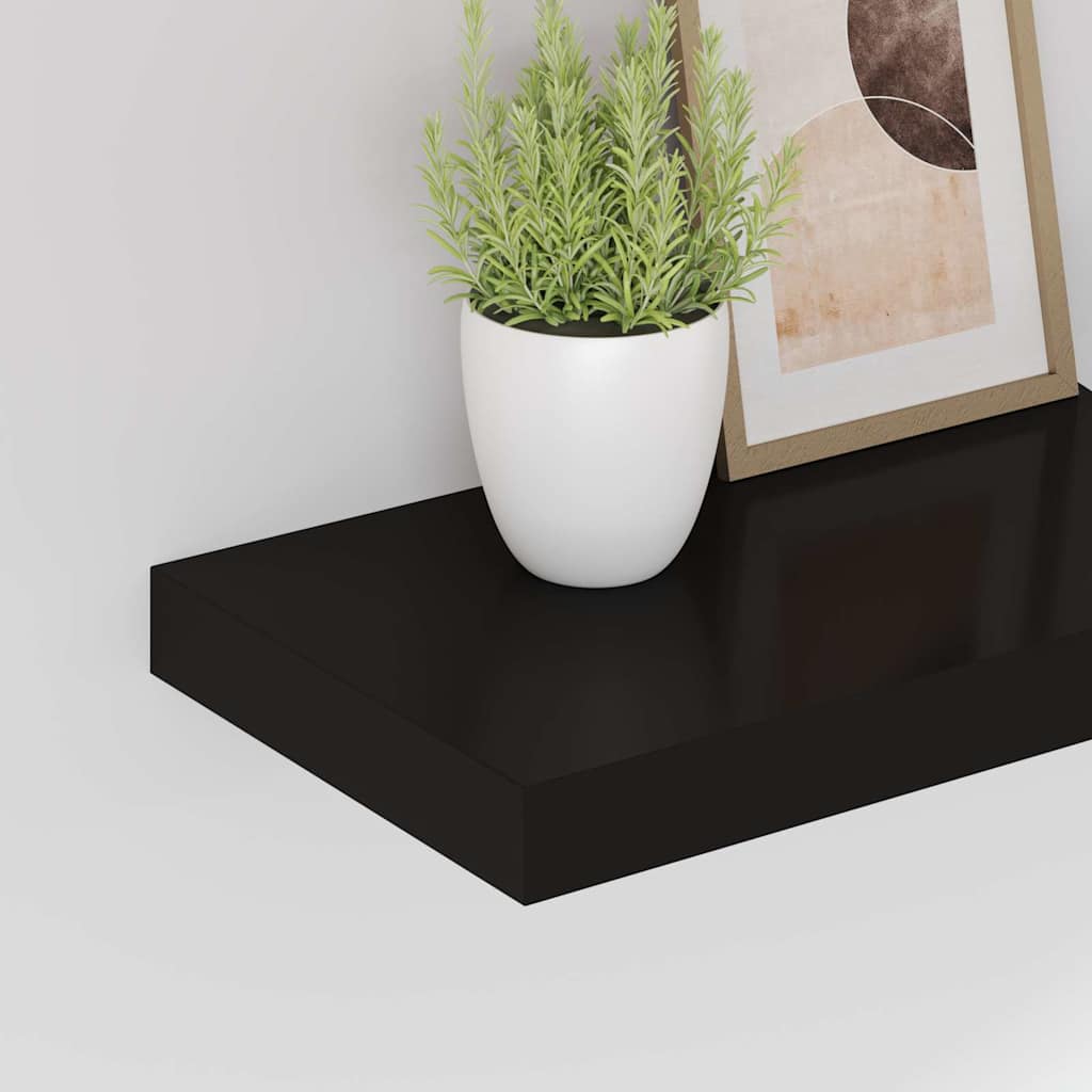 2 db fekete MDF lebegő fali polc 40 x 23,5 x 3,8 cm 4