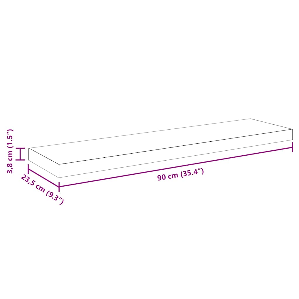 Fekete MDF lebegő fali polc 90 x 23,5 x 3,8 cm 14