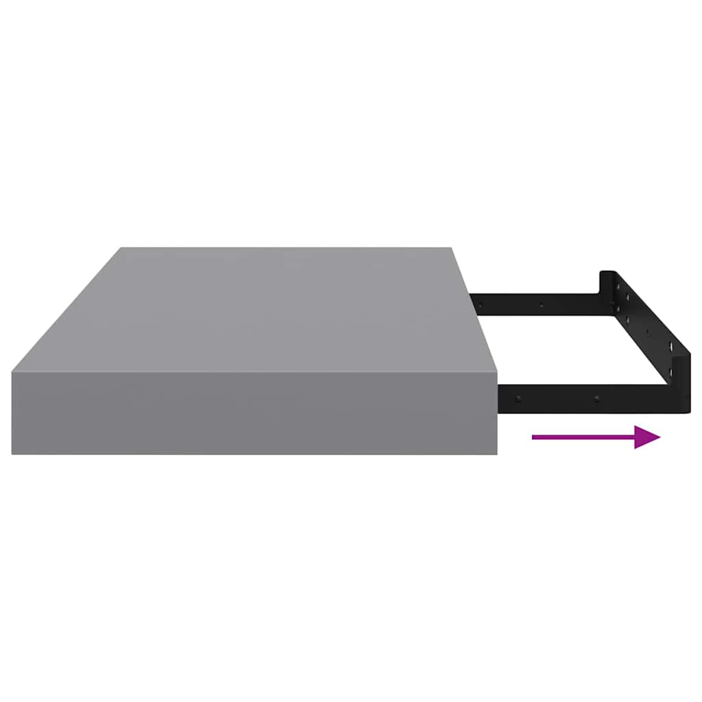 4 db szürke MDF lebegő fali polc 40 x 23,5 x 3,8 cm 11