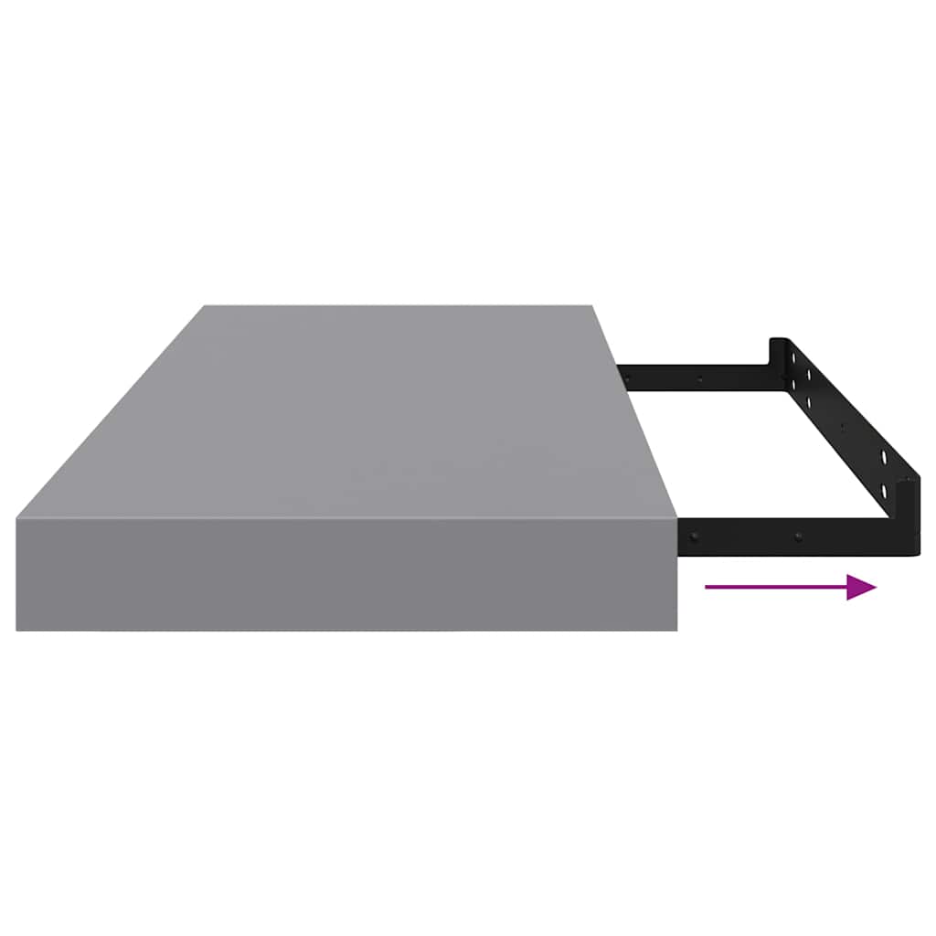 2 db szürke MDF fali polc 60 x 23,5 x 3,8 cm 11