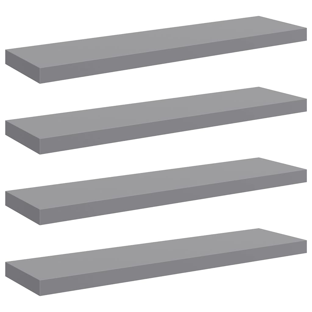 4 db szürke MDF lebegő fali polc 90 x 23,5 x 3,8 cm 2