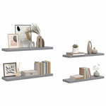 4 db szürke MDF lebegő fali polc 90 x 23,5 x 3,8 cm 5