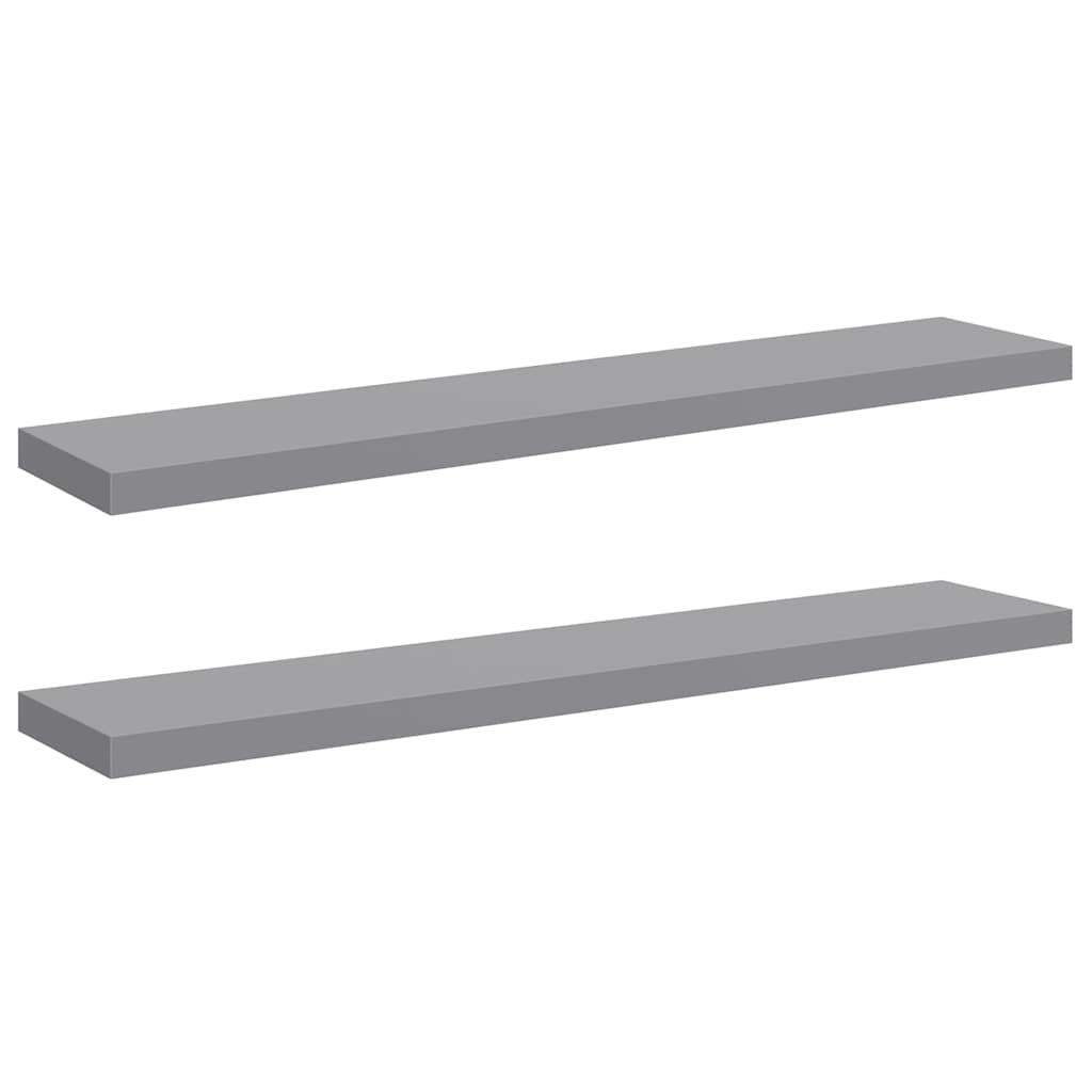 2 db szürke MDF lebegő fali polc 120 x 23,5 x 3,8 cm 2