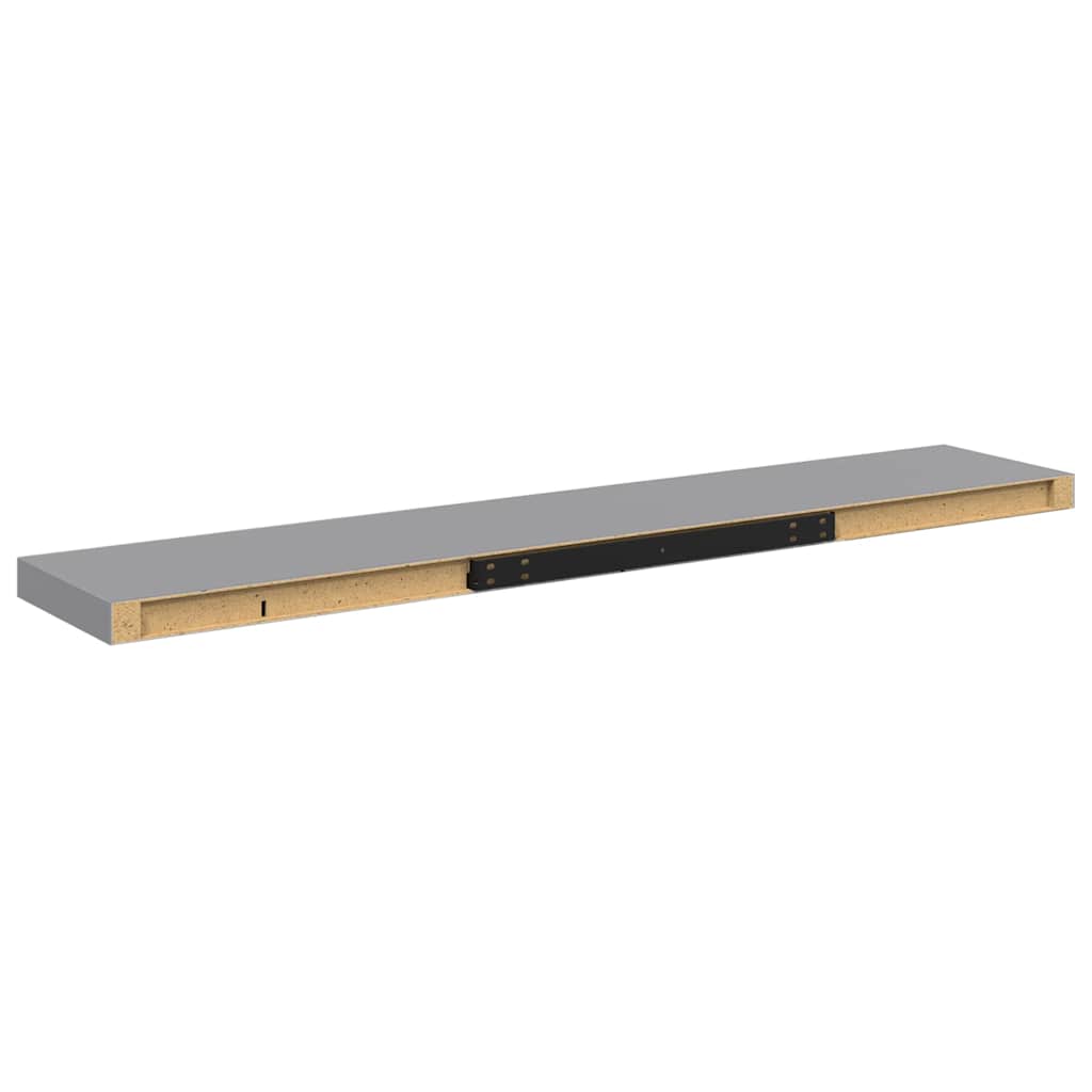 2 db szürke MDF lebegő fali polc 120 x 23,5 x 3,8 cm 9