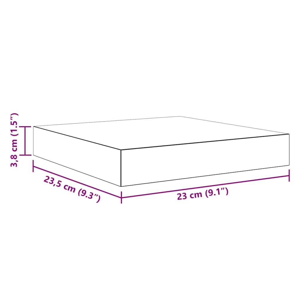 Tölgyszínű MDF lebegő fali polc 23 x 23,5 x 3,8 cm 14