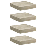 4 db tölgyszínű MDF lebegő fali polc 23 x 23,5 x 3,8 cm 2