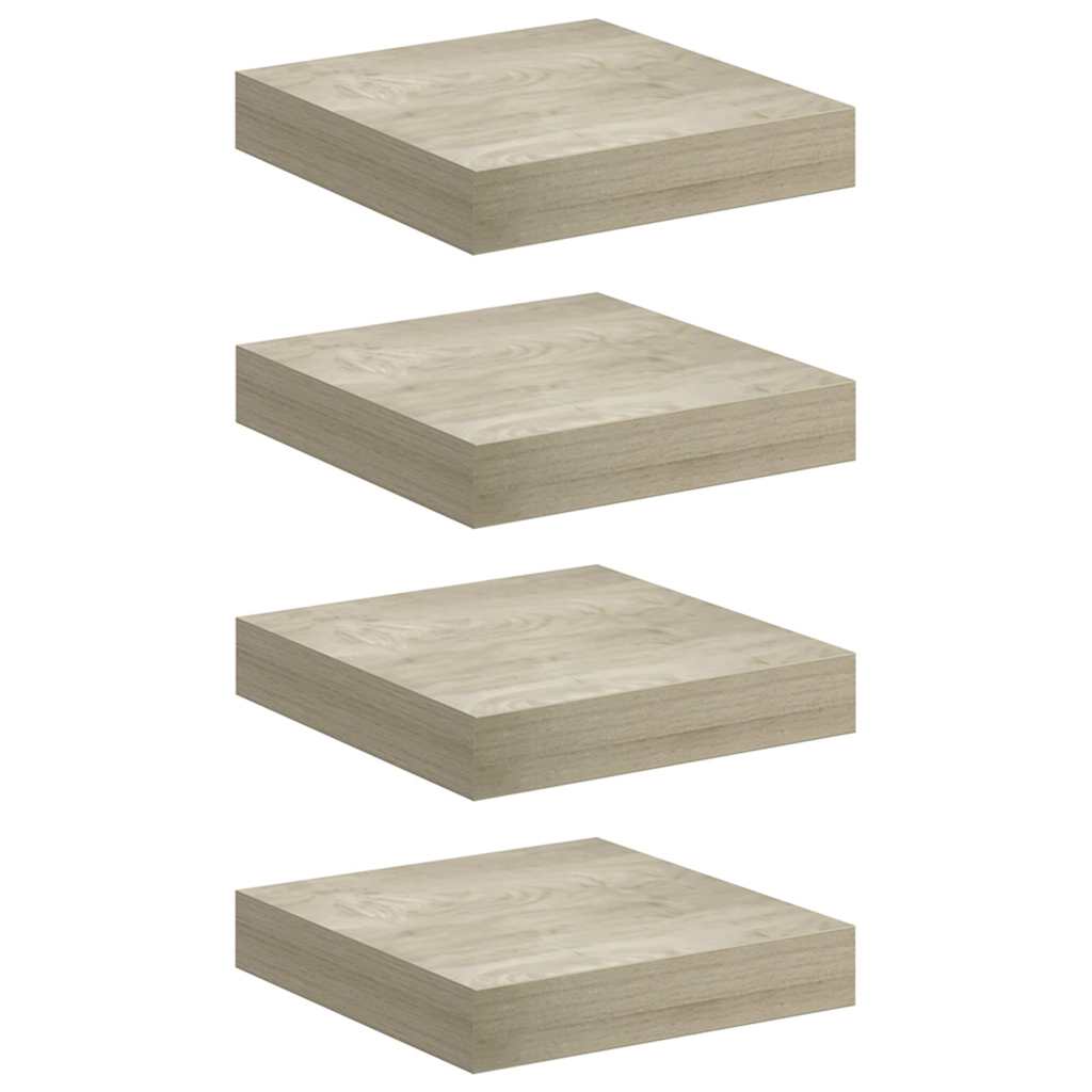 4 db tölgyszínű MDF lebegő fali polc 23 x 23,5 x 3,8 cm 2