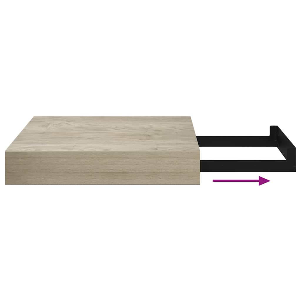 4 db tölgyszínű MDF lebegő fali polc 23 x 23,5 x 3,8 cm 11