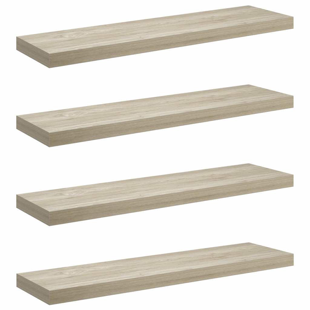 4 db tölgyszínű MDF lebegő fali polc 90 x 23,5 x 3,8 cm 2