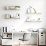 4 db tölgyszínű MDF lebegő fali polc 90 x 23,5 x 3,8 cm 3