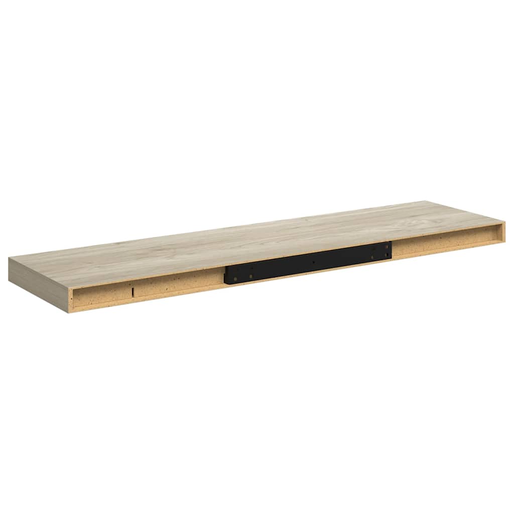 4 db tölgyszínű MDF lebegő fali polc 90 x 23,5 x 3,8 cm 9