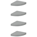 4 db magasfényű szürke MDF lebegő sarokpolc 25 x 25 x 3,8 cm 2