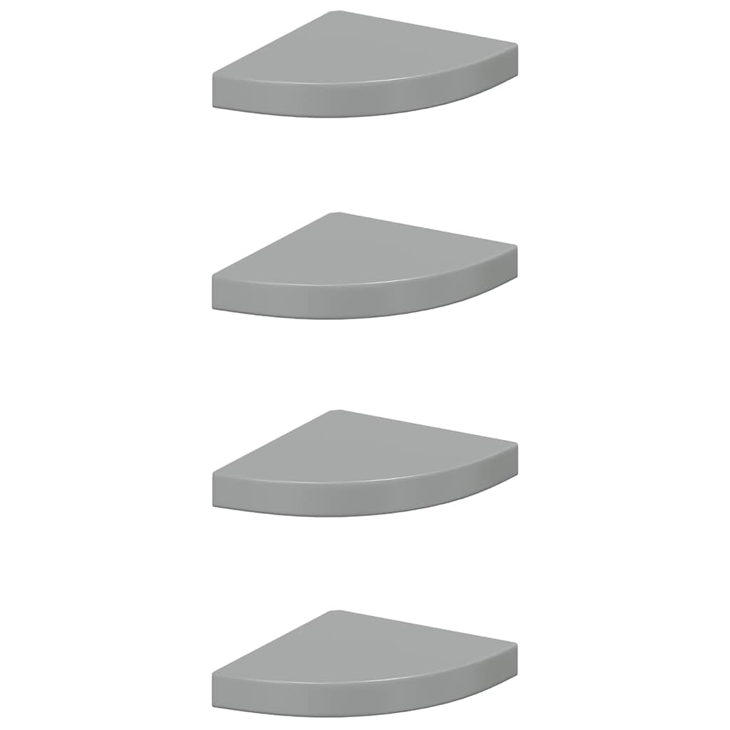 4 db magasfényű szürke MDF lebegő sarokpolc 25 x 25 x 3,8 cm 2