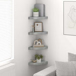 4 db magasfényű szürke MDF lebegő sarokpolc 25 x 25 x 3,8 cm 3